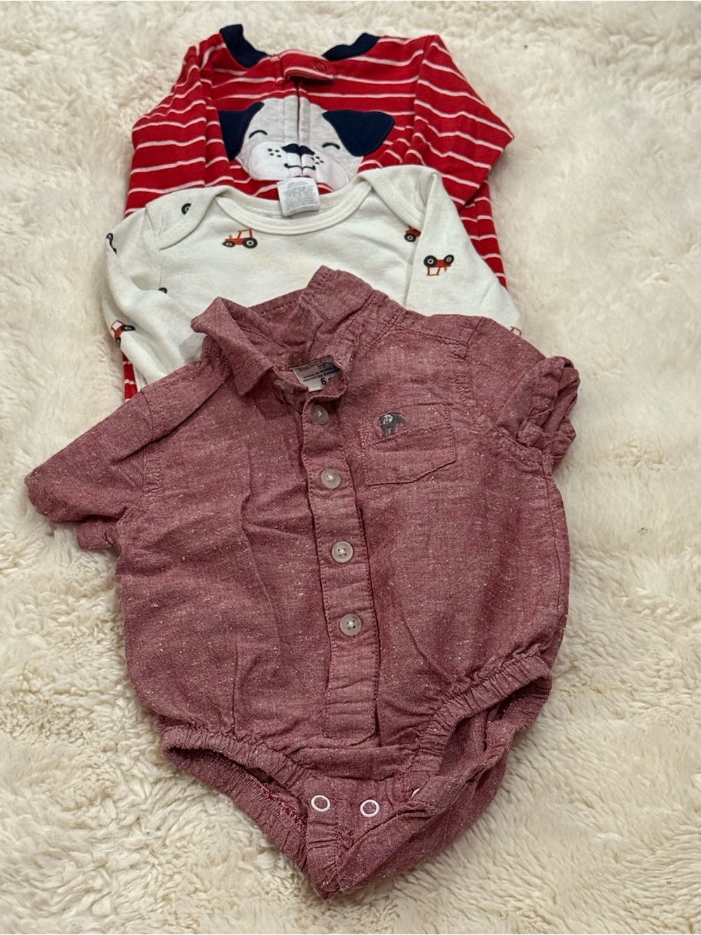Kids Red Button-Front One-Piece Romper